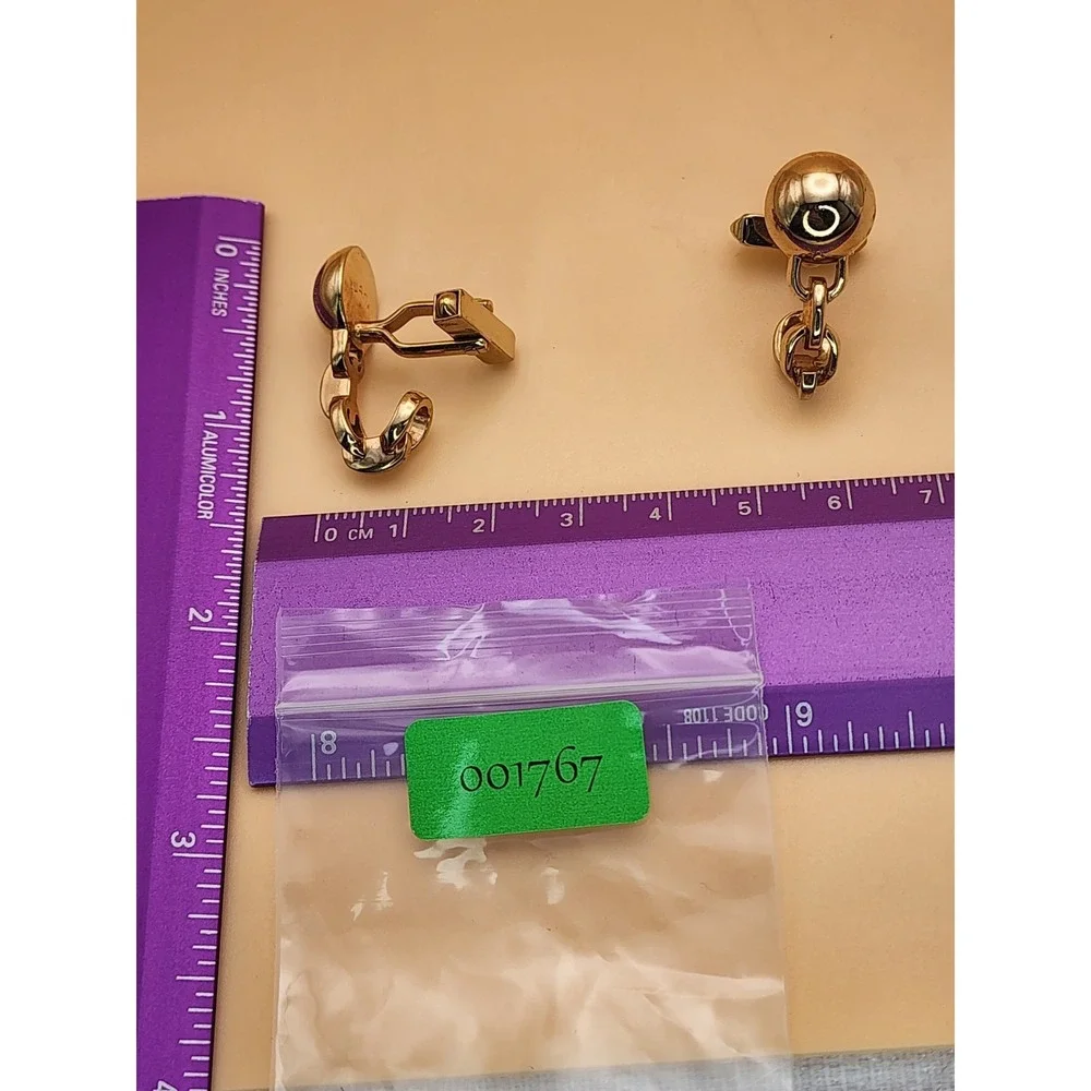 Vtg SWANK USA Cufflinks Ball & Chain Rich Gold Tone Squared Toggle FREE $HIPPING